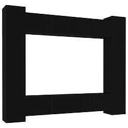 Maison Chic Ensemble de meubles TV 8 pcs | Banc TV Moderne pour salon | Meuble de Rangement - Noir Bois d'ingénierie -MN76326