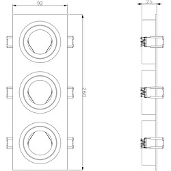 KNIGHTSBRIDGE Ambar Tri Tilt Square Downlight Blanc - AMA3TSW