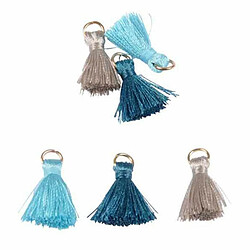 Paris Prix Lot de 6 Mini Pompons Bijoux 1cm Bleu & Gris