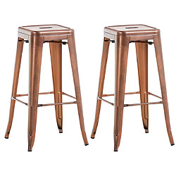 Decoshop26 Lot de 2 tabourets de bar style industriel en métal avec repose-pieds cuivre vieilli vintage TDB10114