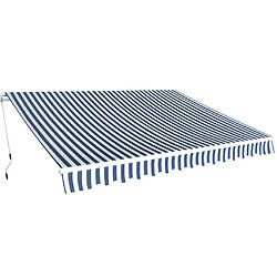 vidaXL Auvent pliable manuel 350 cm Bleu/blanc