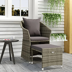 Maison Chic Salon de jardin 2 pcs avec coussins - Table et chaises d'extérieur - Mobilier/Meubles de jardin Moderne Gris Résine tressée -MN56896