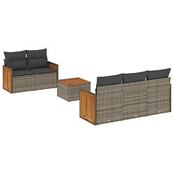 Maison Chic Salon de jardin 6 pcs avec coussins | Ensemble de Table et chaises | Mobilier d'Extérieur gris résine tressée -GKD48222