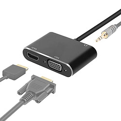 Avizar Adaptateur Hub USB vers HDMI VGA Femelle Entrée Jack 3.5mm Full HD 1080P Noir pas cher