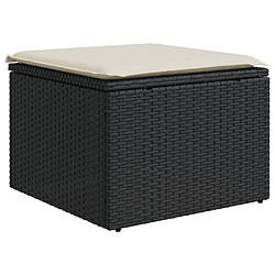 vidaXL Tabouret de jardin avec coussin noir 55x55x37 cm résine tressée