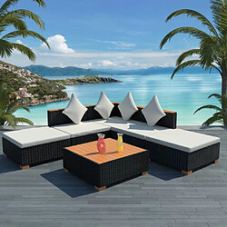 Maison Chic Salon de jardin 6 pcs + coussins - Mobilier/Meubles de jardin - Table et chaises d'extérieur Résine tressée Noir -MN62011