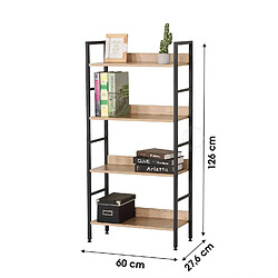 Toilinux Etagère droite 4 niveaux Colorado H.126 en Métal et MDF - Beige et Noir