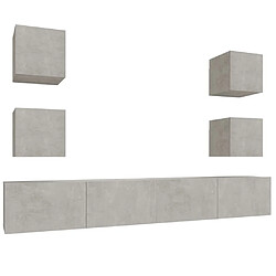 Maison Chic Ensemble de meubles TV 6 pcs | Banc TV Moderne pour salon | Meuble de Rangement - Gris béton Bois d'ingénierie -MN38728