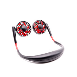 Ventilateur de sport de cou USB ventilateur pliant rotatif à 7 feuilles Mini ventilateur serre-nuque-noir rouge