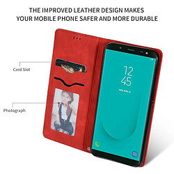 Wewoo Housse Coque Étui en cuir avec rabat horizontal magnétique Business Skin Feel rétro pour Samsung Galaxy J6 Plus 2018 et J6 Prime rouge