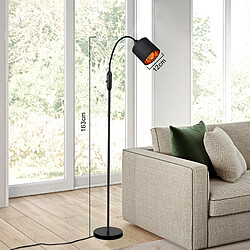 Avis NETTLIFE Lampe sur pied salon vintage noire, lampadaire moderne en tissu avec arc pivotant à 360°, interrupteur basculant E14, sans ampoule.