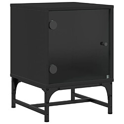 vidaXL Table de chevet avec porte en verre noir 35x37x50 cm