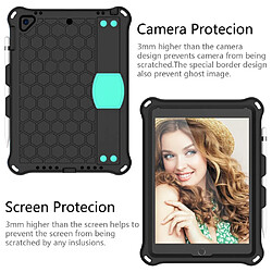 Coque en TPU nid d'abeille EVA avec sangle noir/cyan pour votre Apple iPad 9.7 pouces (2018)/(2017)/Air 2/Air (2013)