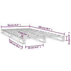 vidaXL Lit de palette blanc 90x200 cm bois de pin massif pas cher