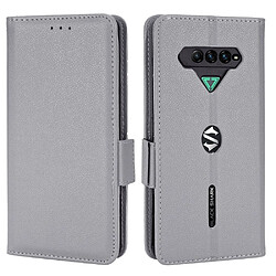 Etui en PU texture litchi, fermoir magnétique avec support, gris pour votre Xiaomi Black Shark 4/Black Shark 4 Pro