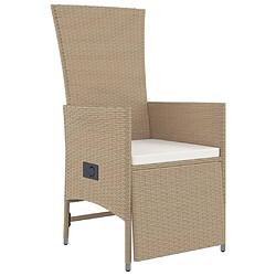 Ensemble salle à manger de jardin 7 pcs,Table et chaise à dîner d'extérieur beige poly rotin -MN78814 pas cher