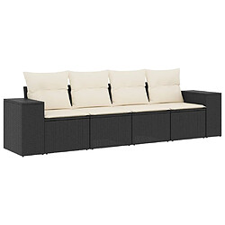 Maison Chic Salon de jardin 4 pcs avec coussins | Ensemble de Table et chaises | Mobilier d'Extérieur noir résine tressée -GKD20155