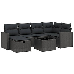 Maison Chic Ensemble Tables et chaises d'extérieur 7pcs avec coussins,Salon de jardin noir résine tressée -GKD139218