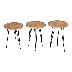 Helloshop26 Set de 3 tables d'appoint rondes gigognes naturel noir 03_0008405