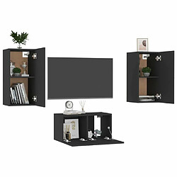 Avis Maison Chic Ensemble de meubles TV 3 pcs | Banc TV Moderne pour salon | Meuble de Rangement - Noir Aggloméré -MN56161