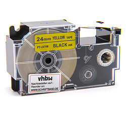 Cassette à ruban vhbw 24 mm pour Casio KL-820, KL-7400, KL-200E, KL-8100, KL-8200, KL-C500, CW-L300. remplace: XR-24YW, XR-24YW1.