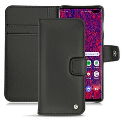 Housse cuir Samsung Galaxy S10+ - Rabat portefeuille - Noir ( Nappa / Black ) - NOREVE