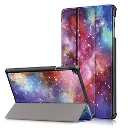 Etui en PU motif imprimé tri-pliure avec support galaxie pour votre Samsung Galaxy Tab A 10.1 (2019) T515/T510