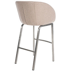 Acheter Decoshop26 Tabouret de bar x1 dossier arrondi en feutrine taupe quatre pieds en acier inoxydable 10_0005366