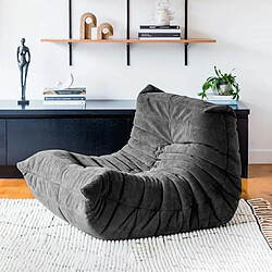 SoftEva Sans assemblage moderne ergonomique Bean Bag chaise velours côtelé plancher lounge chair Gris