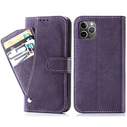 Etui en PU texture rétro, anti-rayures avec support et porte-cartes pour votre iPhone 12/12 Pro 6.1 pouces - violet