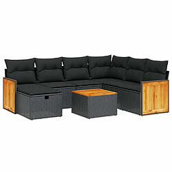 Maison Chic Ensemble Tables et chaises d'extérieur 8 pcs avec coussins,Salon de jardin noir résine tressée -GKD696058