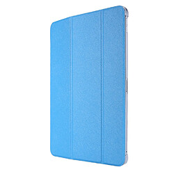 Etui en PU Texture de soie avec support tri-pliure bleu clair pour votre Apple iPad Pro 12.9 pouces (2021)