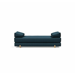 Inside 75 Méridienne design SIGMUND WOOD Navy Blue convertible lit 160*200 cm pieds chêne