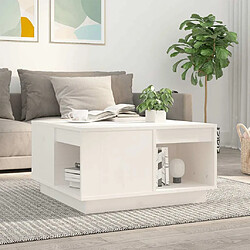 Maison Chic Table basse,Table Console Table d'appoint, Table pour salon Blanc 60x61x32,5 cm Bois massif de pin -MN24126