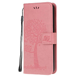 Etui en PU chouette avec support rose pour votre Huawei P40 Lite