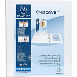 Classeur Exacompta personnalisable PEVA Kreacover 4 anneaux en D 32x26,8cm Dos 42mm Blanc