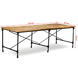 vidaXL Table à manger Bois de manguier massif 240 cm pas cher