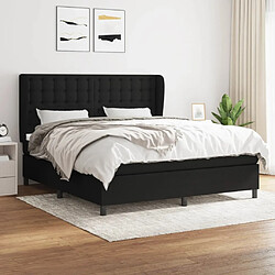 Maison Chic Lit adulte- Lit + matelas,Sommier à lattes de lit avec matelas Noir 180x200 cm Tissu -GKD33919