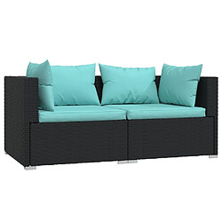 Avis Maison Chic Salon de jardin 3 pcs + coussins - Mobilier/Meubles de jardin - Table et chaises d'extérieur Noir Résine tressée -MN63026