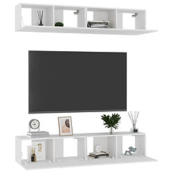 Avis Maison Chic Meubles TV 4 pcs | Banc TV Moderne pour salon | Meuble de Rangement Blanc 80x30x30 cm Aggloméré -MN35136