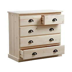 Aubry Gaspard Commode 5 tiroirs en bois brut.