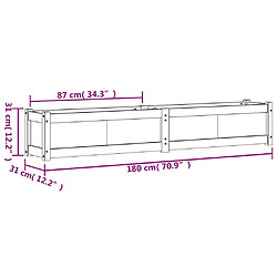 vidaXL Jardinière cire marron 180x31x31 cm bois de pin massif pas cher