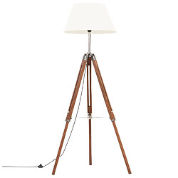 vidaXL Lampadaire à trépied Marron miel et blanc Bois de teck 141 cm