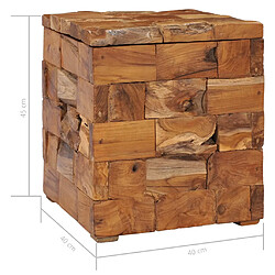 vidaXL Tabouret de rangement Bois de teck massif pas cher