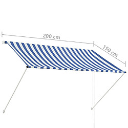 vidaXL Auvent rétractable 200x150 cm Bleu et blanc pas cher