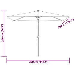 vidaXL Parasol d'extérieur avec mât en métal 300x200 cm Noir pas cher