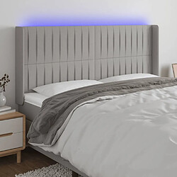 Maison Chic Tête de lit scandinave à LED,meuble de chambre Gris clair 163x16x118/128 cm Tissu -MN64164