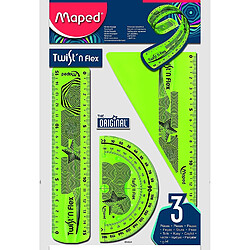 MAPED Kit 3 pièces TWIST 'N FLEX Règle Equerre Rapporteur Coloris Aléatoire (Office Products & Supplies) Maped