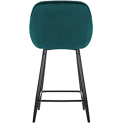 Decoshop26 Lot de 2 tabourets de bar chaises hautes assise effet capitonnée en velours vert foncé et métal noir 10_0004153