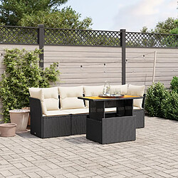 Maison Chic Ensemble de 5 Tables et chaises d'extérieur avec coussins,Salon de jardin noir résine tressée -GKD983633